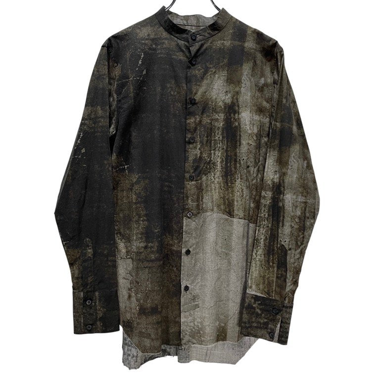 ROGGYKEI グラフィックプリントカットオフバンドカラーシャツ ブラウス トップス ノーカラー ロギーケイ メンズ レディース ユニセックス