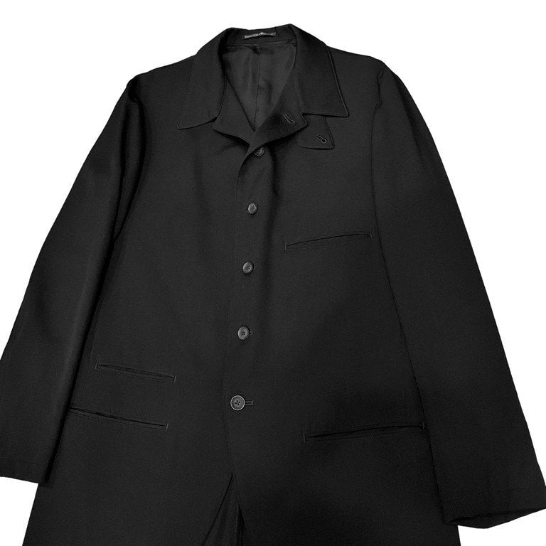 Yohji Yamamoto Pour Homme 20SS ウールギャバジン6Bストラップスタンドカラー燕尾ロングテーラードジャケット HN-J45-100