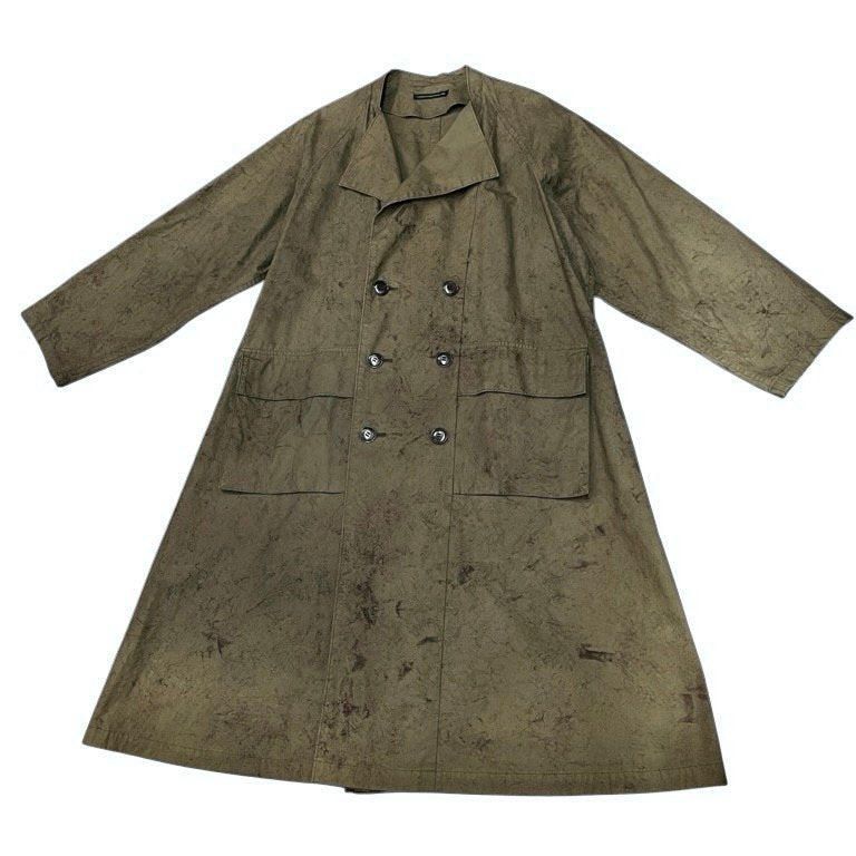 Y's コットンポプリン総柄プリントカラーレスミリタリーロングコート ジャケット ブルゾン アウター Yohji Yamamoto Femme ヨウジヤマモトファム ワイズ レディース