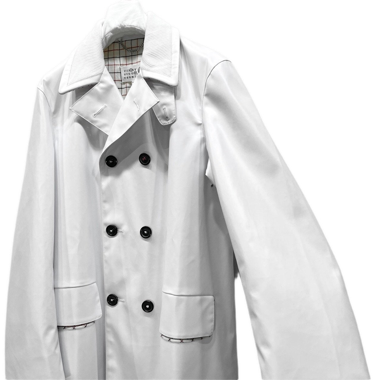 Maison Margiela 4 14 22AW コットンポリウレタン樹脂加工裏地チェックPコート ジャケット ブルゾン アウター PVC コーデュロイ ダブルブレスト 未使用タグ付き 定価322,300円 メゾンマルジェラ メンズ