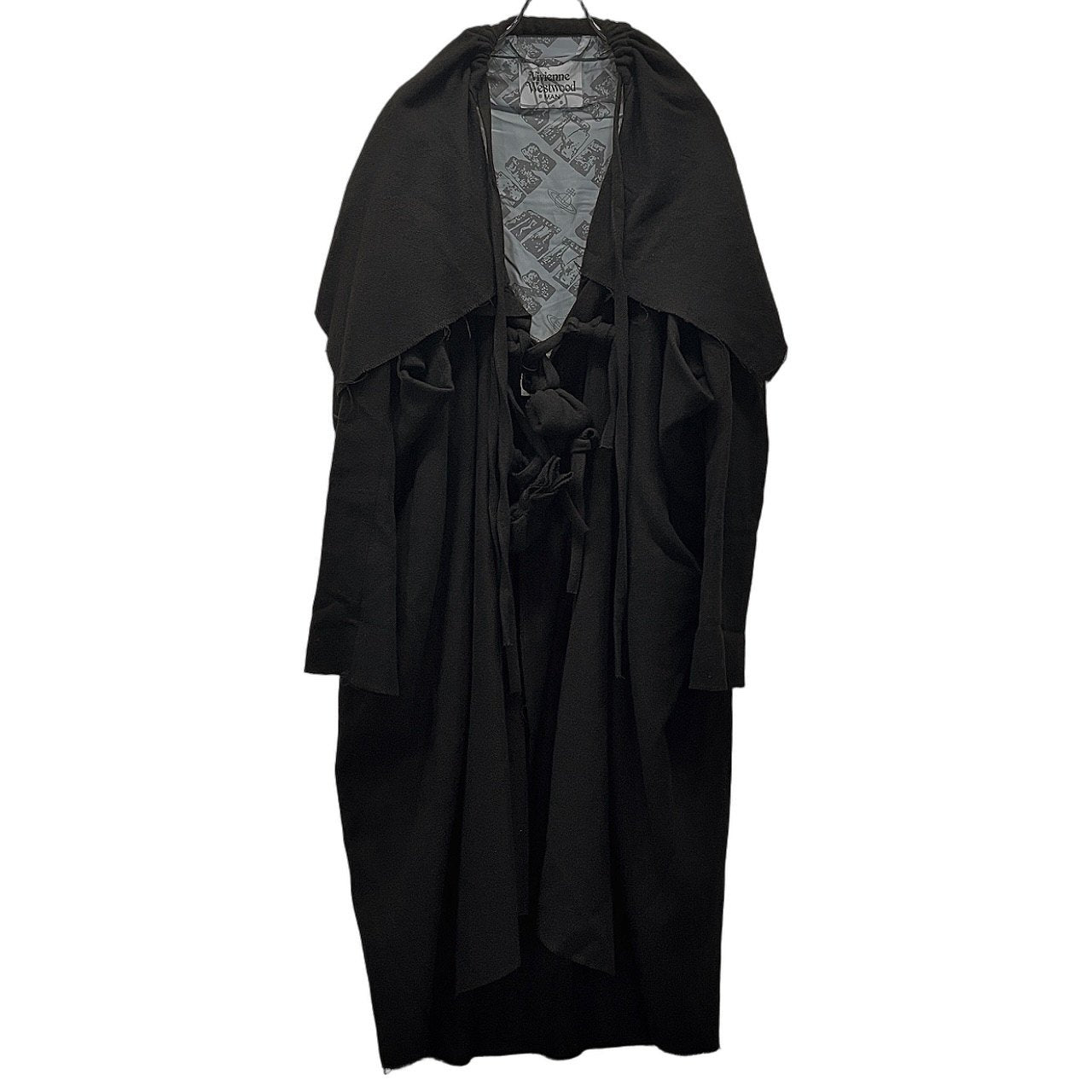 Vivienne Westwood MAN ウールツイードカットオフ結び紐ボタンロングケープコート Archive ジャケット ブルゾン アウター マント ヴィヴィアンウエストウッド マン メンズ