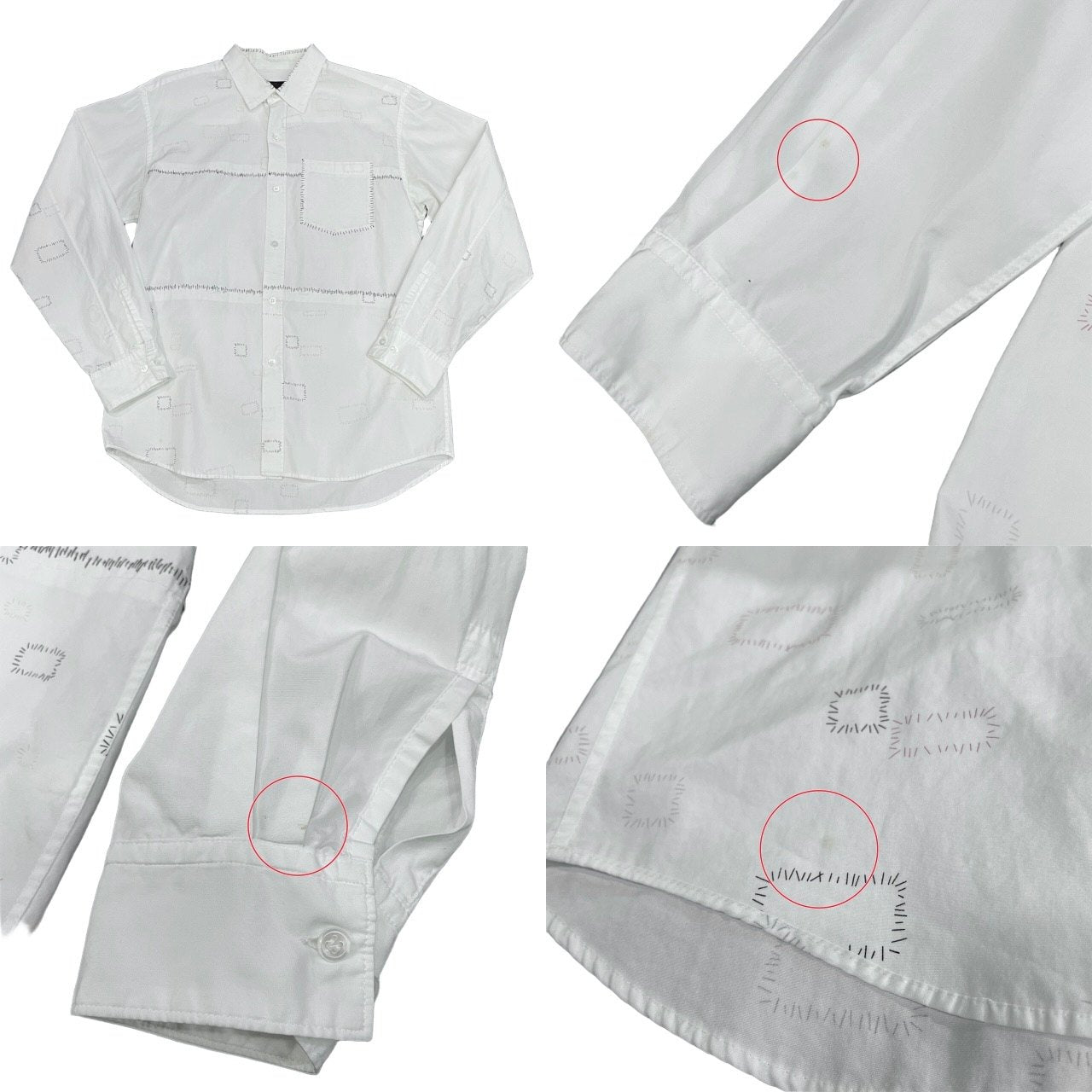 UNDERCOVERISM 03SS 瘡蓋デザイン手刺繍ステッチプリントシャツ クラスト Archive scab期 名作 ブラウス トップス U217 アンダーカバー メンズ