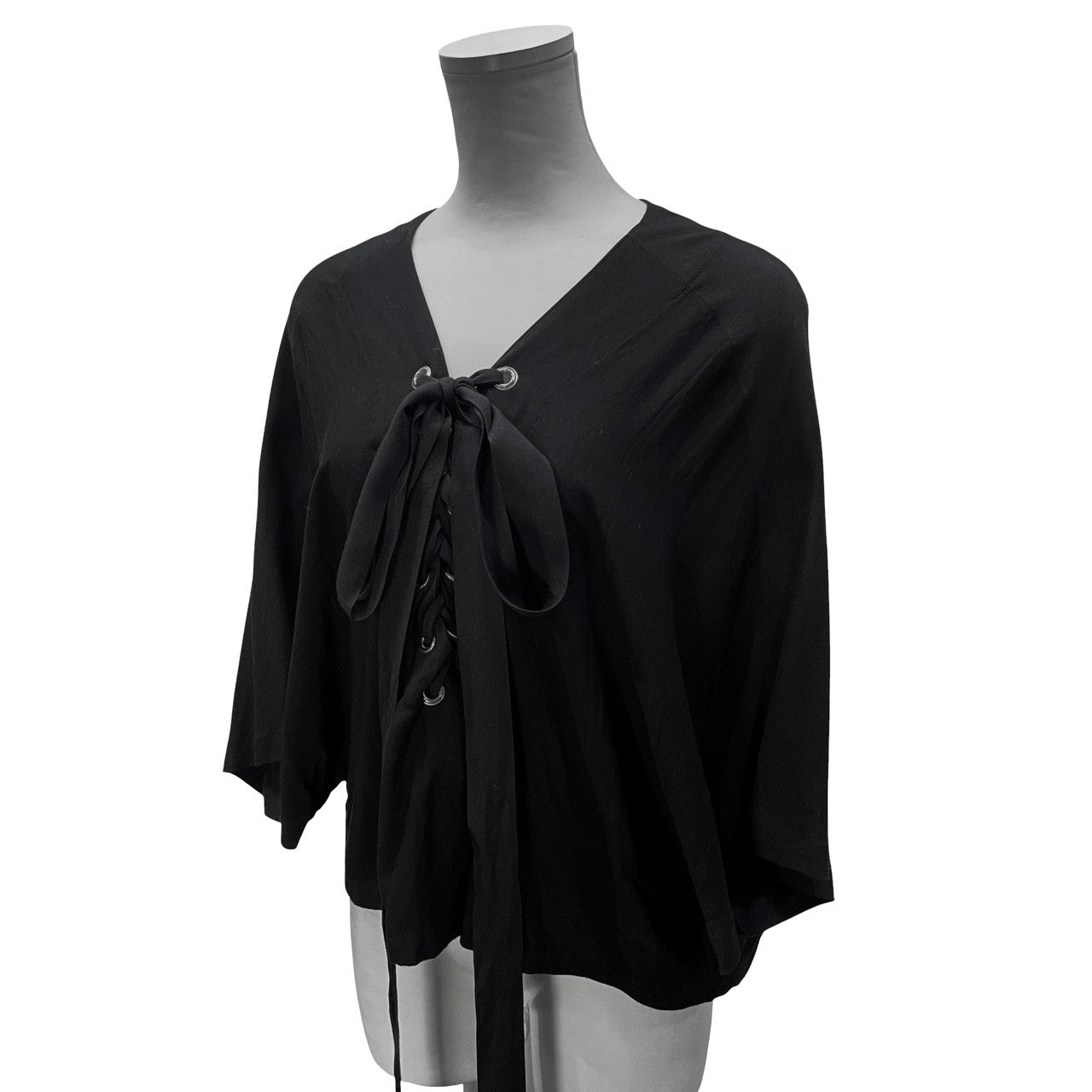 LIMI feu 16SS レーヨンキュプラレースアップドルマンブラウス トップス シャツ Yohji Yamamoto Femme リミフゥ ヨウジヤマモト レディース