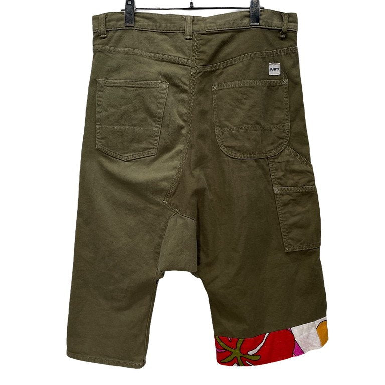 GANRYU 13SS ヴィンテージディテールアシンメトリーコットンクロップドサルエルパンツ ボトムス 股リベット オフセットベルトループ ペインター Archive COMME des GARCONS ガンリュウ コムデギャルソン メンズ