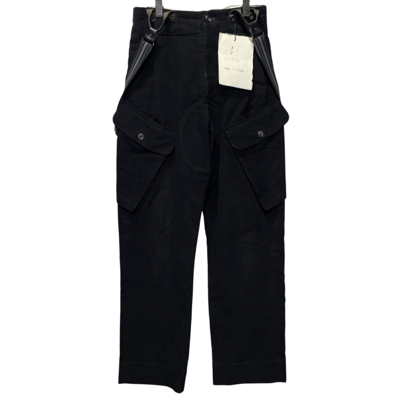 JOHN ALEXANDER SKELTON 20AW CVIII コットンフランネルサスペンダー付ミリタリートラウザーズパンツ カーゴ ボトムス モールスキン シンチバック ジョンアレキサンダースケルトン メンズ