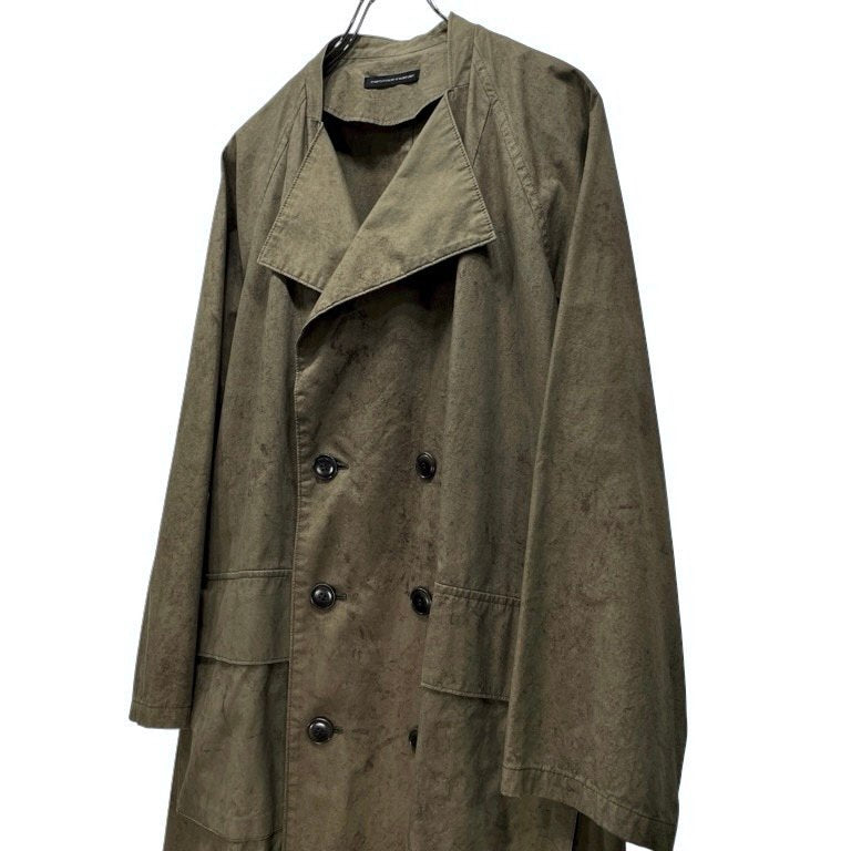 Y's コットンポプリン総柄プリントカラーレスミリタリーロングコート ジャケット ブルゾン アウター Yohji Yamamoto Femme ヨウジヤマモトファム ワイズ レディース