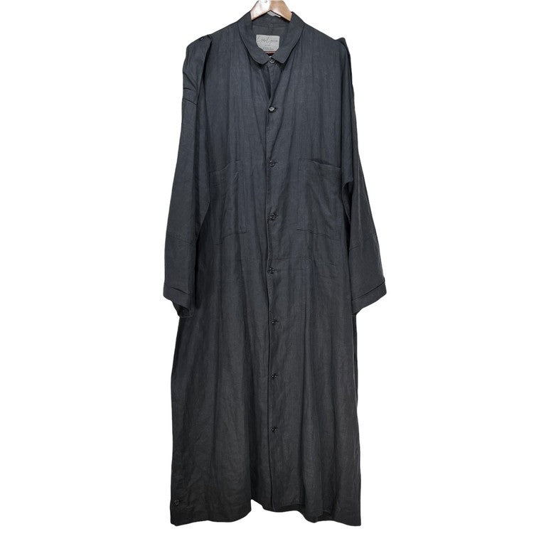 Yohji Yamamoto Pour Homme 85SS リネンポプリンキモノスリーブロングコート 着物袖 Archive 80s 最初期 丸文字ロゴ 希少 レア ジャケット ブルゾン アウター ヨウジヤマモトプールオム メンズ