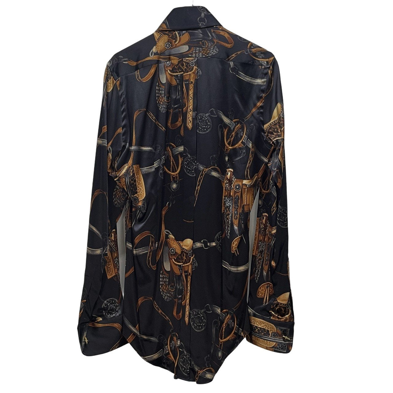 DOLCE&GABBANA シルク総柄プリントカフリンクスドレスシャツ ブラウス トップス カフスボタン付 アクセサリー D&G ドルチェアンドガッバーナ メンズ
