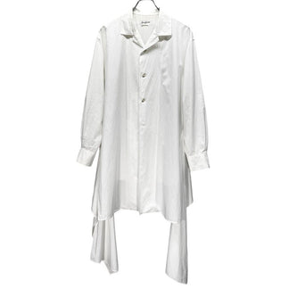 Yohji Yamamoto Femme コットンブロードオープンカラーサイドフラシドレープオーバーサイズシャツ ブラウス 変形 開襟 Archive ヨウジヤマモトファム レディース メンズ ユニセックス