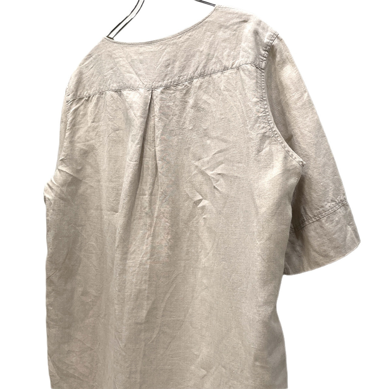 N/07 リネンポプリンノーカラープルオーバーシャツ チュニック ヘンリーネック トップス エヌゼロナナ メンズ