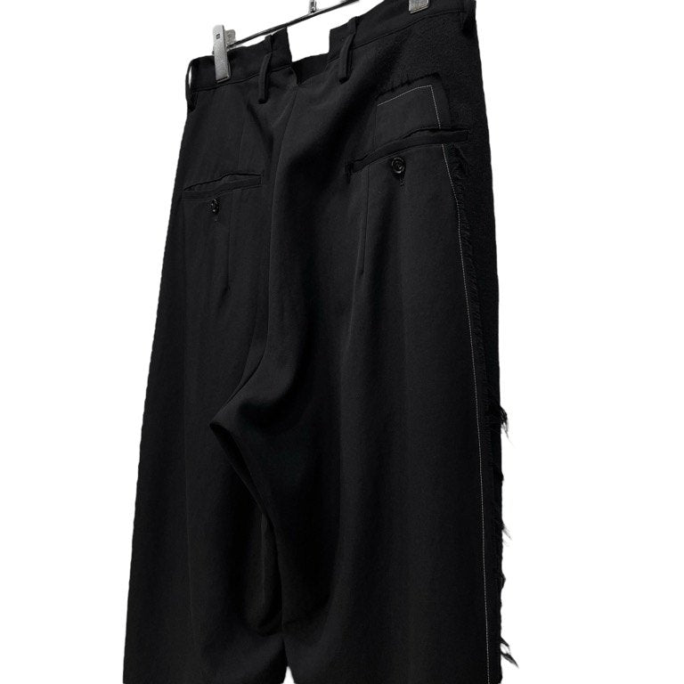 Y's 19AW ウールギャバジンカットアウトニット切替裁ち切りワイドパンツ カットオフ サスペンダーボタン ボトムス Yohji Yamamoto ワイズ ヨウジヤマモト レディース メンズ ユニセックス