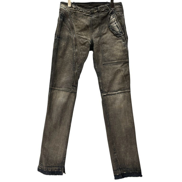 Rick Owens DRKSHDW AIRCUT JEANS DENIM PANTS エアカットジーンズ ダストコーティングジップデザインデニムパンツ Archive 00s 初期 レア 希少 OLMAR and MIRTA ダメージ加工 レイヤード リックオウエンス ダークシャドウ メンズ