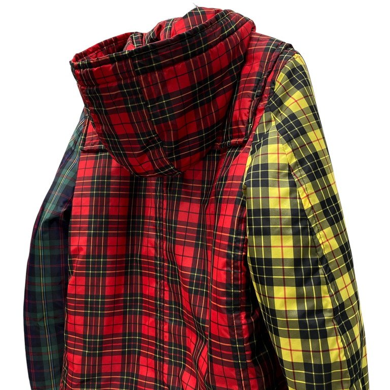 COMME des GARCONS SHIRT ナイロンタフタマルチカラータータンチェック切替トグル中綿ジャケット ブルゾン ダッフル コート アウター Archive コムデギャルソン シャツ メンズ