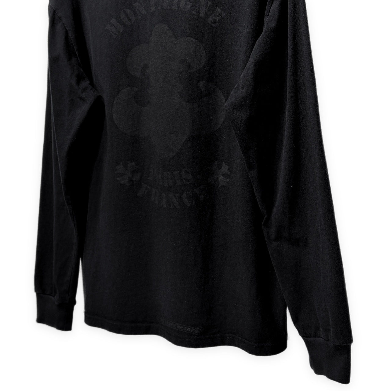 CHROME HEARTS 18 AV. Montaigne L S Tee Long Sleeve パリ直営店限定 BSフレアスクロールラベルプリント袖リブポケットTシャツ カットソー トップス CHロゴ 長袖 クロムハーツ メンズ