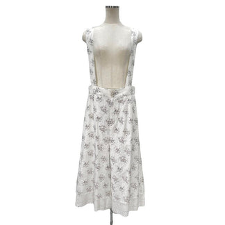 tao COMME des GARCONS 22SS フラワープリントレースヘムサスペンダーストライプワイドパンツ 花柄 総柄 サロペット タオ コムデギャルソン レディース
