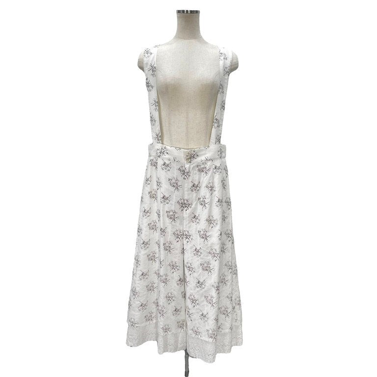 tao COMME des GARCONS 22SS フラワープリントレースヘムサスペンダーストライプワイドパンツ 花柄 総柄 サロペット タオ コムデギャルソン レディース