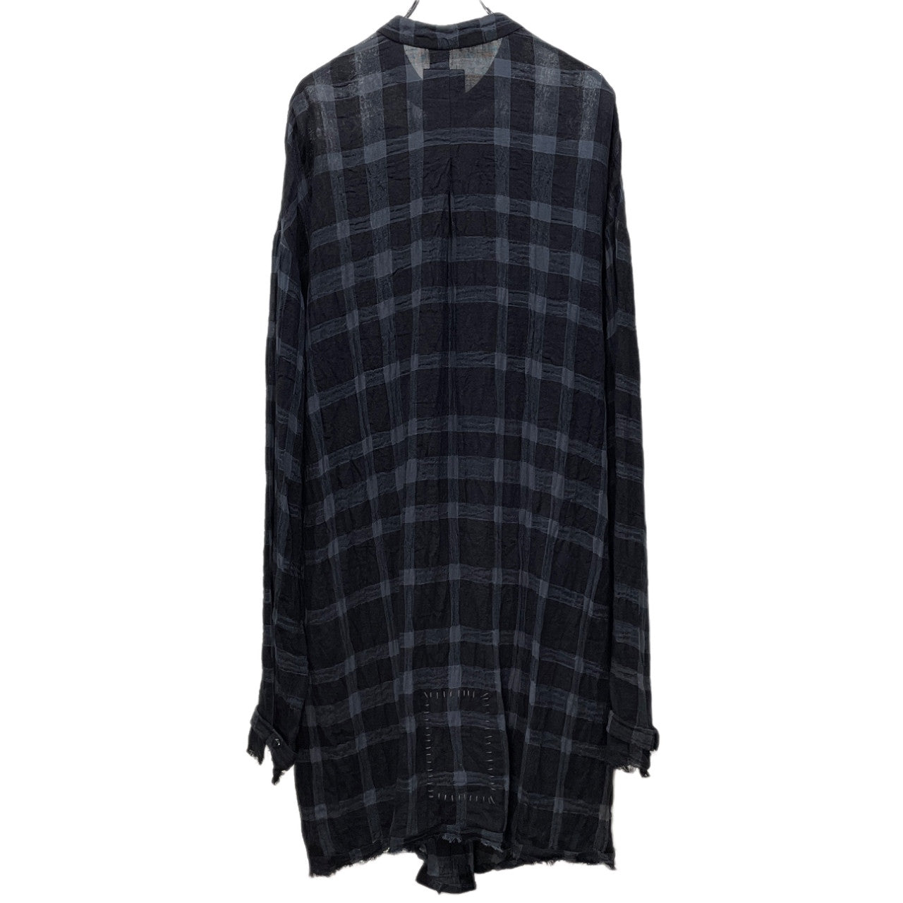 SOSNOVSKA リネンコットンガーゼチェックカットオフバンドカラーロングシャツ ブラウス トップス ソスノブスカ メンズ