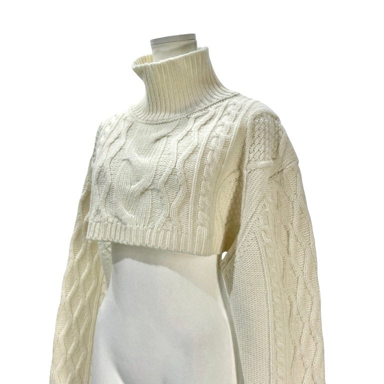 Y's TAKESHI KOSAKA ケーブル編みハイネックショートニットセーター フィッシャーマン トップス Yohji Yamamoto Femme ワイズ ヨウジヤマモトファム レディース