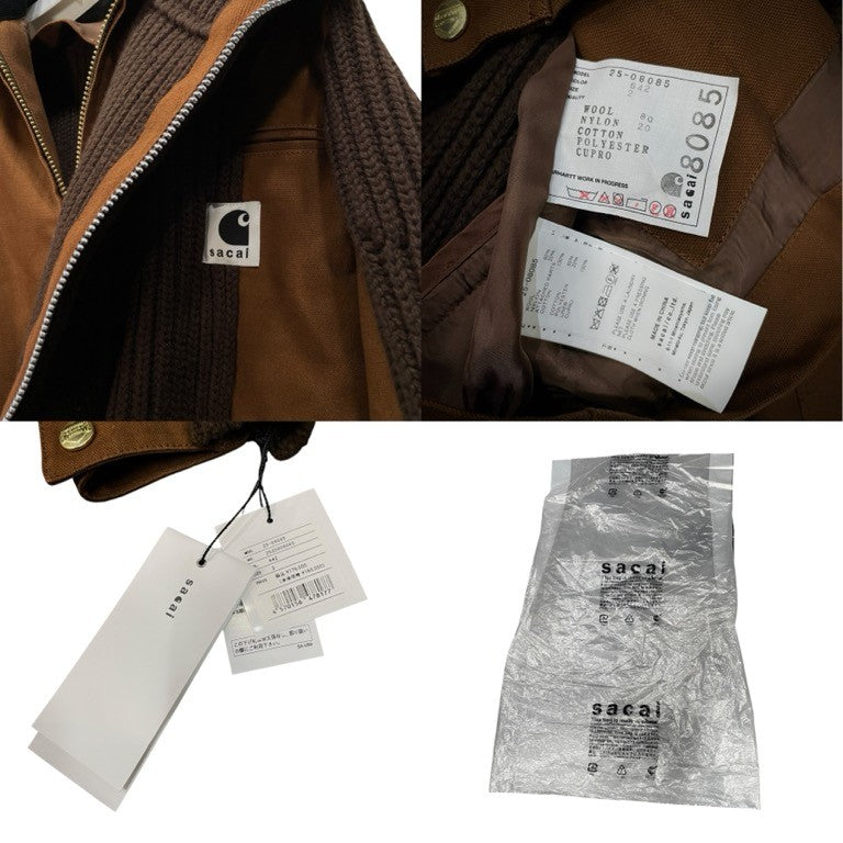sacai × carhartt WIP 25AW Duck x Wool Knit Blouson ウールニットドッキングダックブルゾン 切替 ジャケット コート アウター キャンバス 25-08085 未使用タグ付き 定価176,000円 サカイ カーハート メンズ