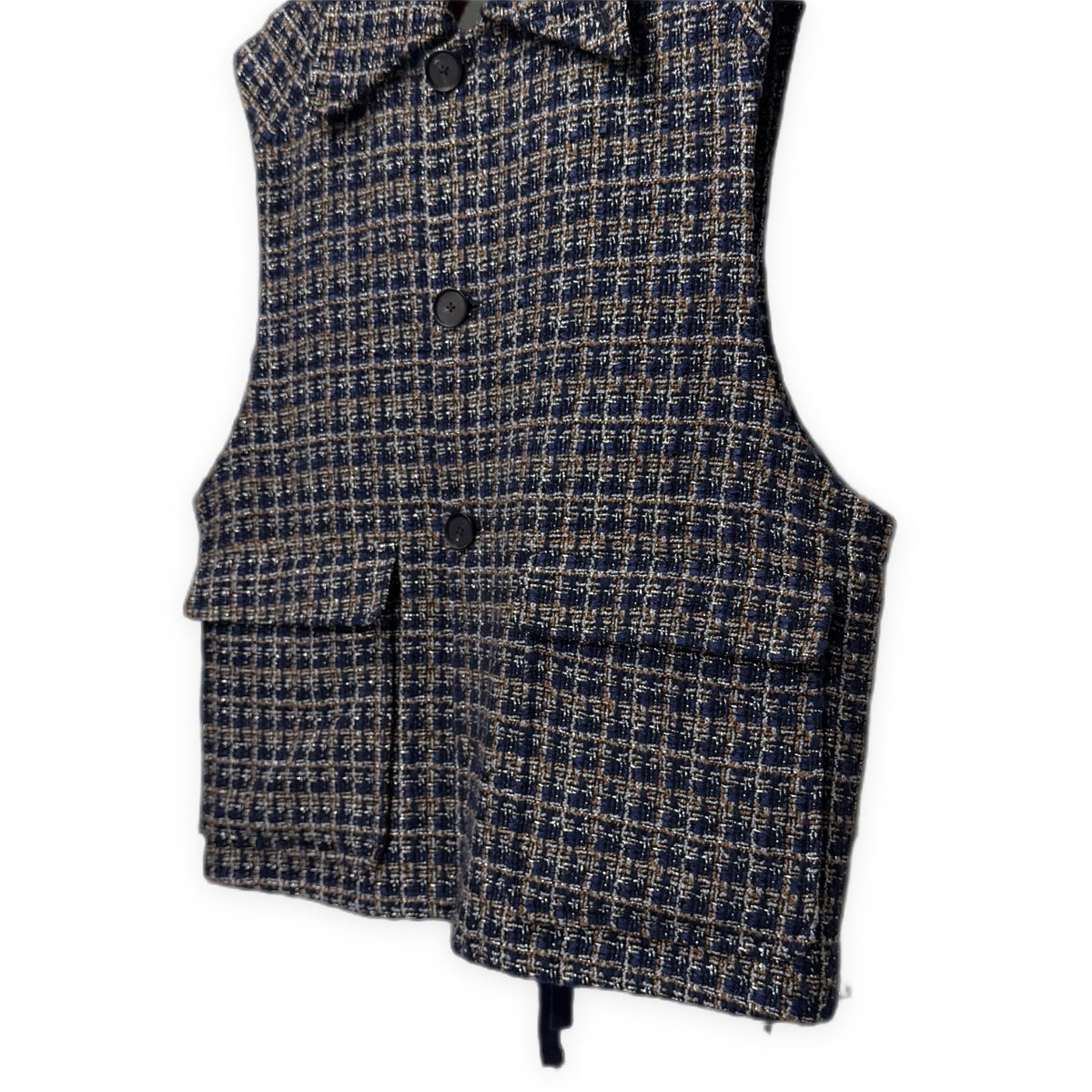 SUBLATIONS GLITTERY TWEED HELI-CREW VEST .07 銀糸混紡ツイードバックリボンベスト トップス アウター ジャケット S071306 サブレーションズ メンズ