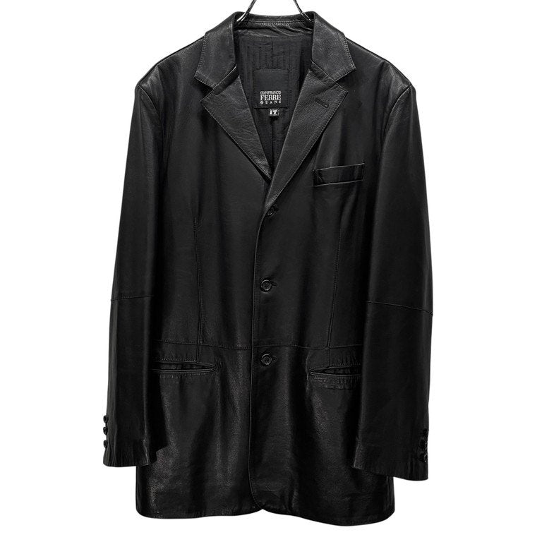 GIANFRANCO FERRE レザー3Bテーラードジャケット ブレザー コート アウター 90s ジャンフランコフェレ メンズ