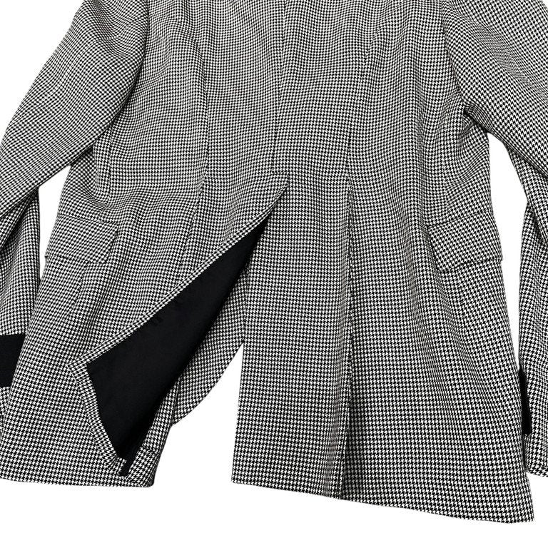 BLACK COMME des GARCONS 10AW 千鳥格子柄カフステーピング4Bテーラードジャケット ブレザー ブルゾン コート アウター 総柄 ブラック コムデギャルソン メンズ レディース ユニセックス