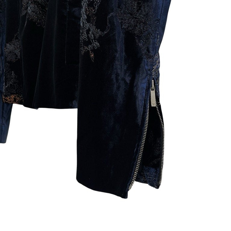EMPORIO ARMANI 18AW ベルベット総柄刺繍ジップアップノーカラージャケット ブルゾン アウター Archive エンポリオアルマーニ メンズ