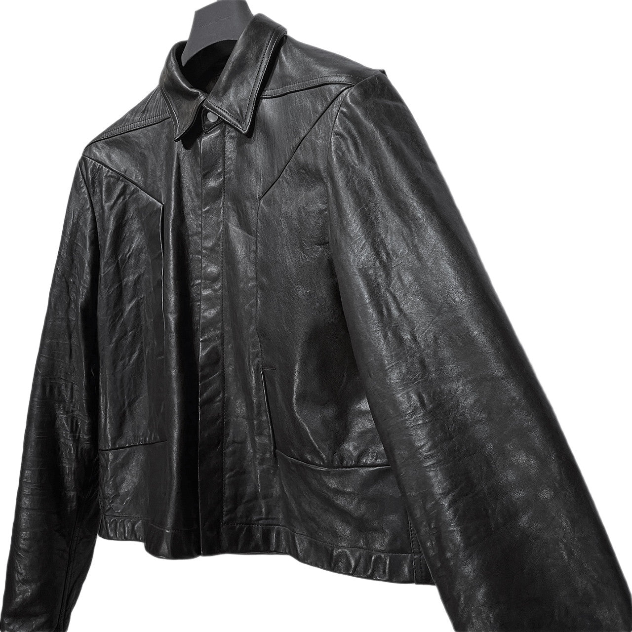 Rick Owens 24AW ALICE STROBE LEATHER LNV ラムレザーフライフロントショートトラッカージャケット ブルゾン コート アウター 定価378,400円 RU02D6743-LNV リックオウエンス メンズ