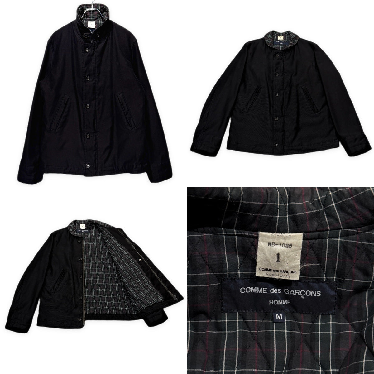 COMME des GARCONS HOMME 裏地チェックキルティング袖リブ中綿ワークジャケット コート ブルゾン アウター Archive SAMPLE コムデギャルソンオム メンズ