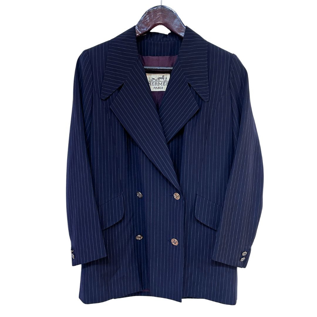 HERMES Hermès ピンストライプ ダブルジャケット