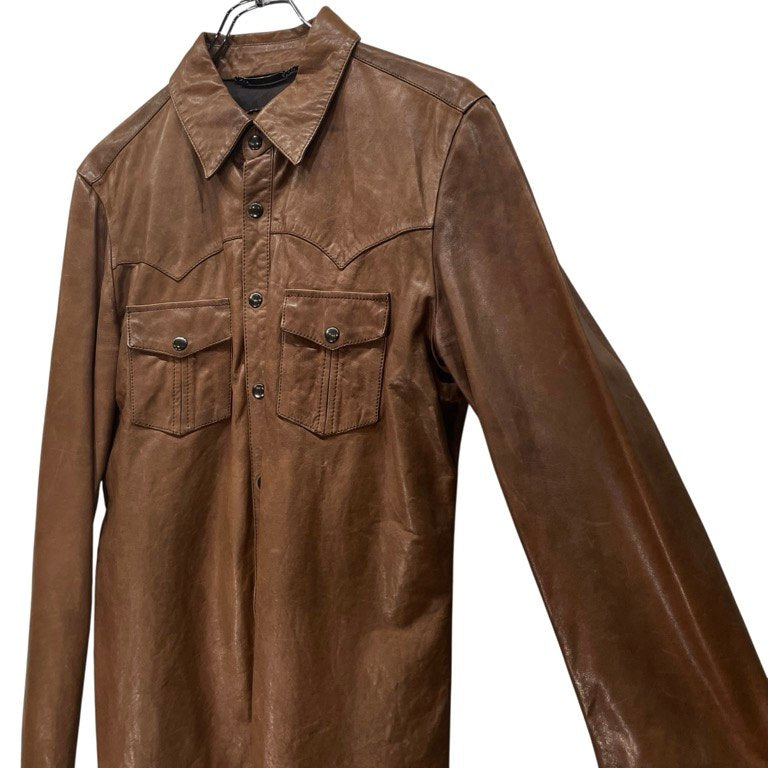 DOLCE&GABBANA ラムレザーウエスタンシャツ ブラウス トップス D&G Archive ラムスキン スナップボタン ドルチェアンドガッバーナ メンズ