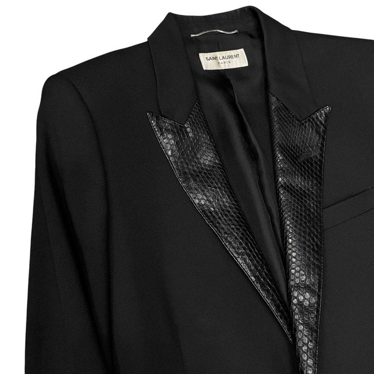 【定価30万】15SSサンローランパリ44パイソンレザーラペル1Bジャケット 定価30万】15SSサンローランパリ44パイソンレザーラペル1B