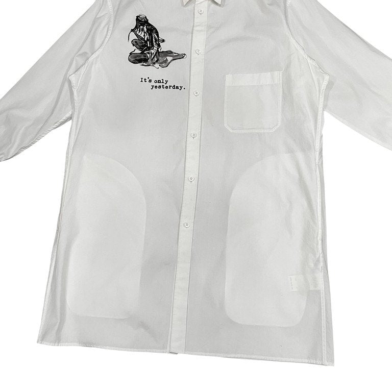 Yohji Yamamoto Pour Homme 19SS It's only yesterday. デッサンプリントコットンブロードロングシャツコート アート ブラウス トップス アウター ヨウジヤマモトプールオム メンズ