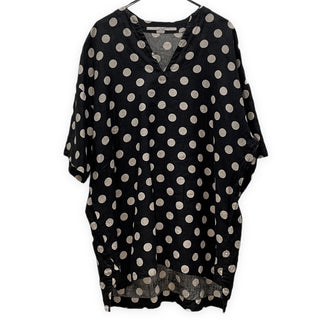 vital リネンドットプルオーバーチュニックシャツ ノーカラー スキッパー ブラウス 水玉 総柄 半袖 トップス バイタル メンズ