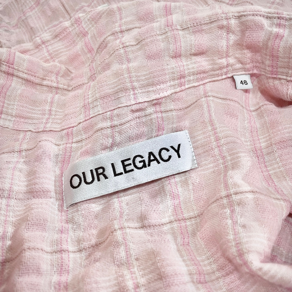 OUR LEGACY 24SS BORROWED SHIRT 皺加工ガーゼチェックシャツ シワ ブラウス トップス M2242BP アワーレガシー メンズ