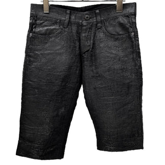 BLACK BARRETT by Neil Barrett アクリル樹脂コーティングブラックデニムカットオフハーフパンツ ショーツ ショート Archive ボトムス ブラックバレット ニールバレット メンズ