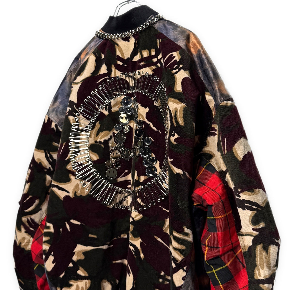 KIDILL ANARCHY MA-1 JACKET スマイリーアナーキーチェーン装飾切り替えボンバージャケット ブルゾン コート アウター チェック 迷彩 総柄 KL734 キディル メンズ