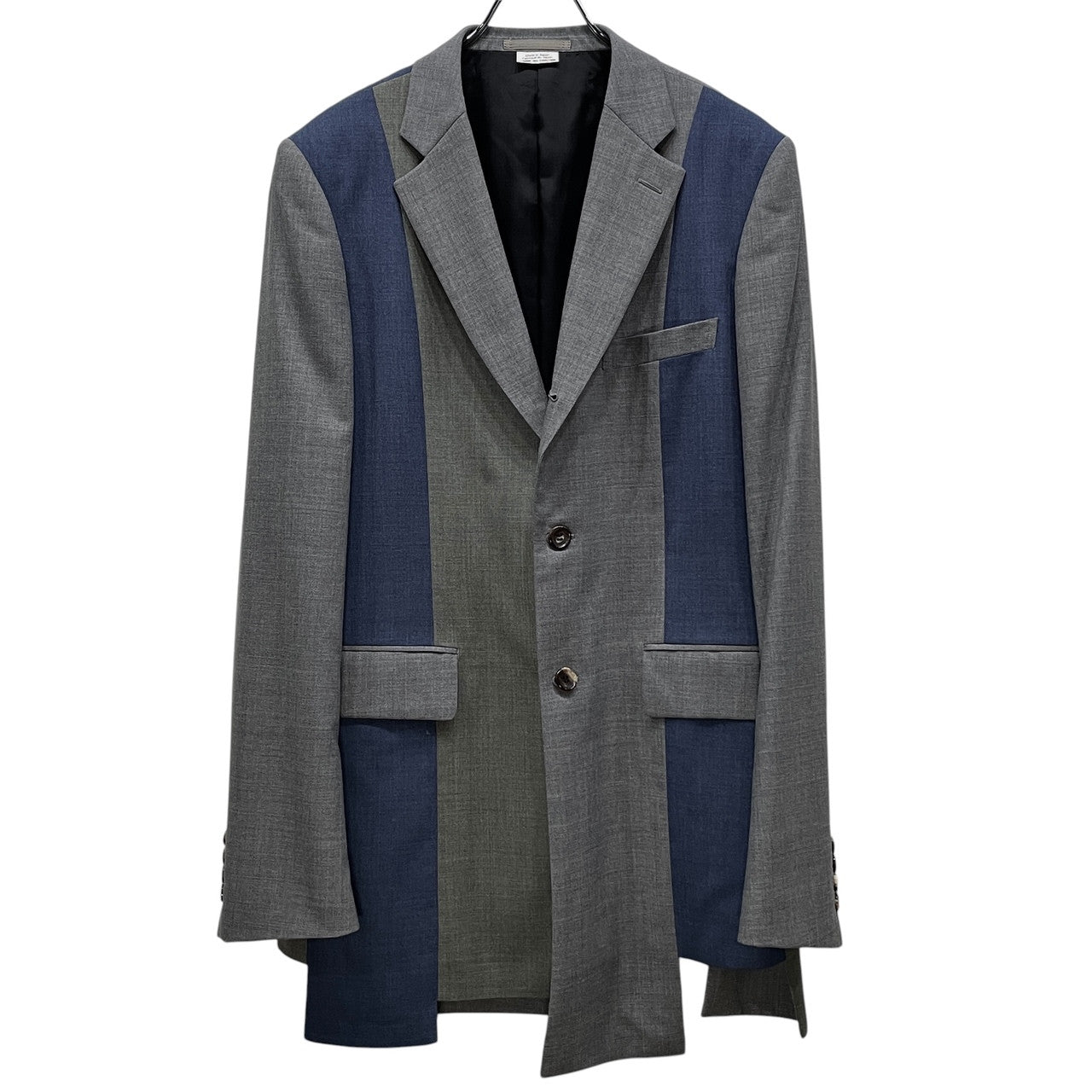 COMME des GARCONS HOMME DEUX 23SS ウール切替アシンメトリースクエアカット段返り3Bテーラードジャケット パッチワーク ブルゾン コート アウター コムデギャルソンオムドゥ メンズ