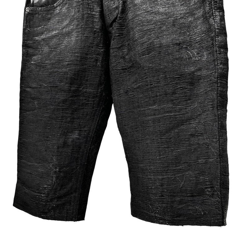 BLACK BARRETT by Neil Barrett アクリル樹脂コーティングブラックデニムカットオフハーフパンツ ショーツ ショート Archive ボトムス ブラックバレット ニールバレット メンズ