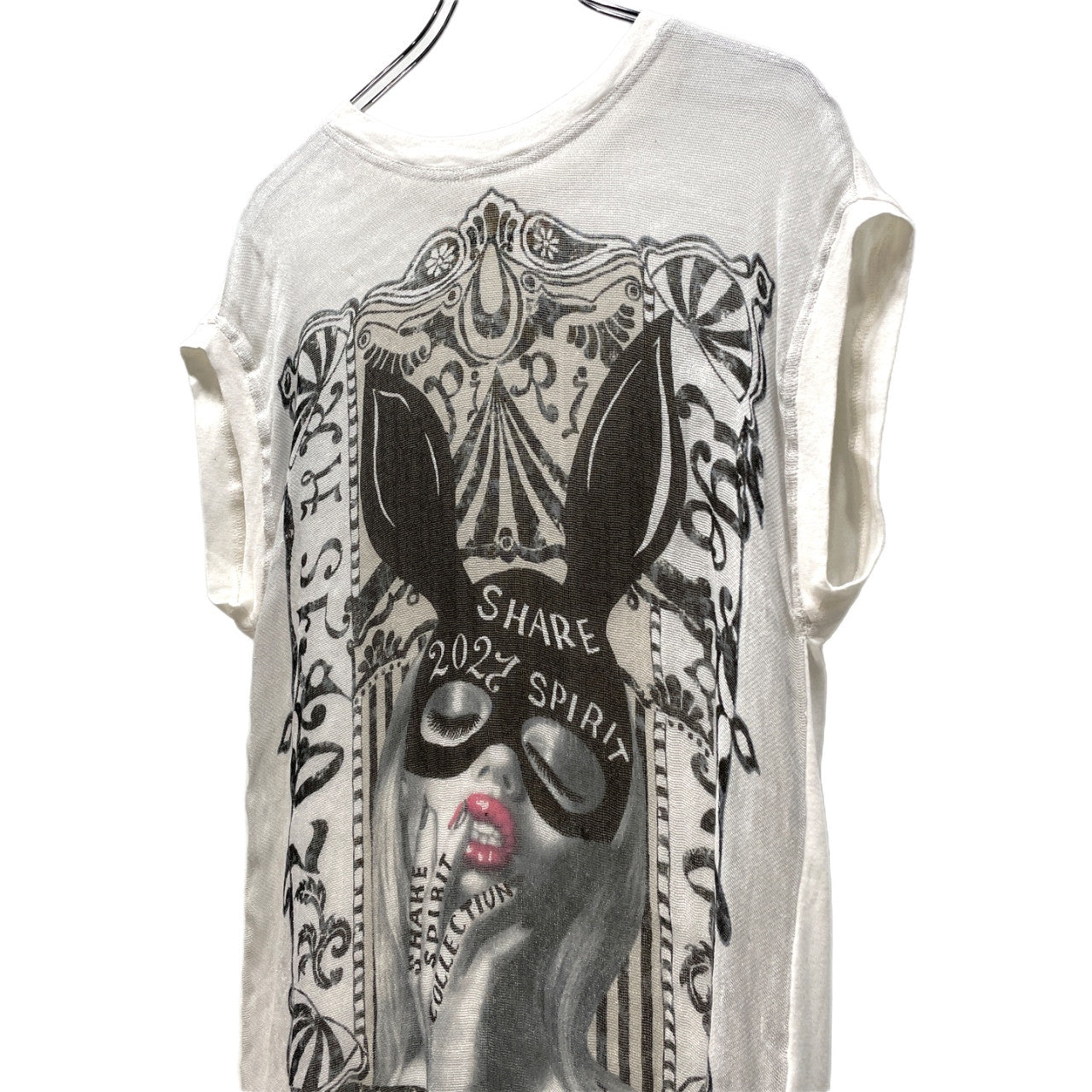 SHARE SPIRIT 21SS ラメガーゼバニープリントノースリーブモダールカットソー Tシャツ Tee T-shirt トップス Y2K シェアスピリット メンズ