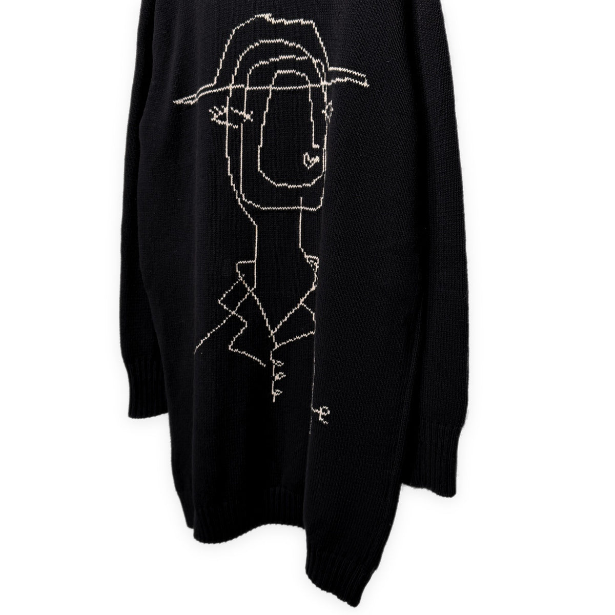 Yohji Yamamoto Pour Homme 16AW 宮沢りえドローイングアート刺繍サイドボタンスリットロングニットセーター トップス Archive HR-K13-092 ヨウジヤマモトプールオム メンズ
