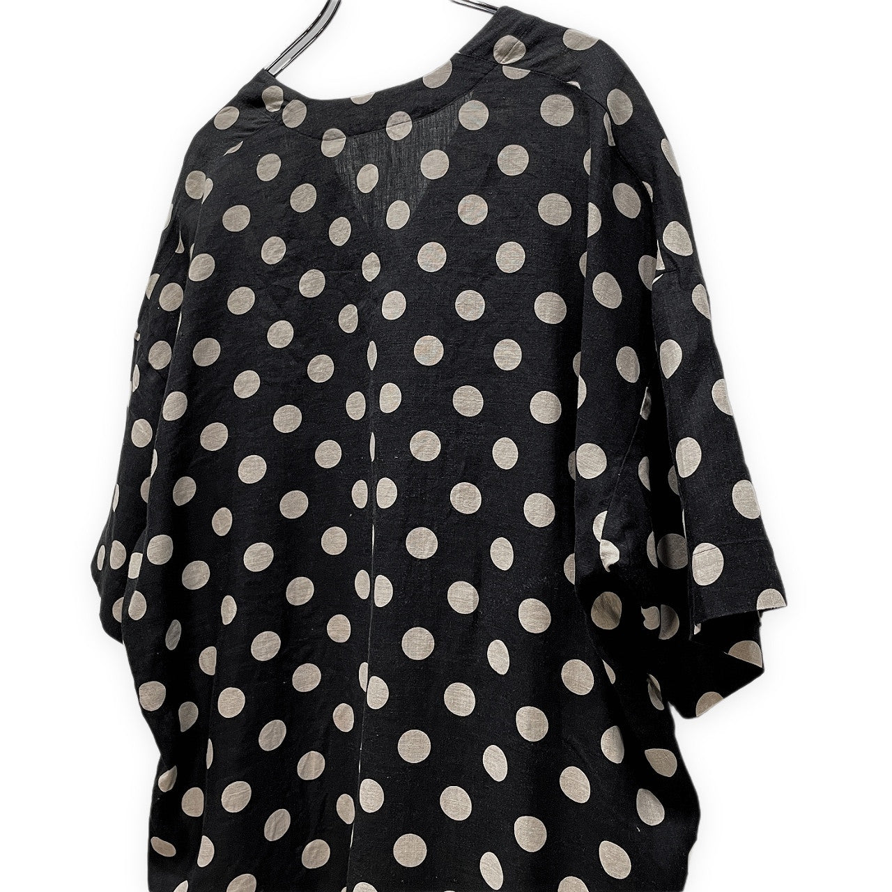 vital リネンドットプルオーバーチュニックシャツ ノーカラー スキッパー ブラウス 水玉 総柄 半袖 トップス バイタル メンズ