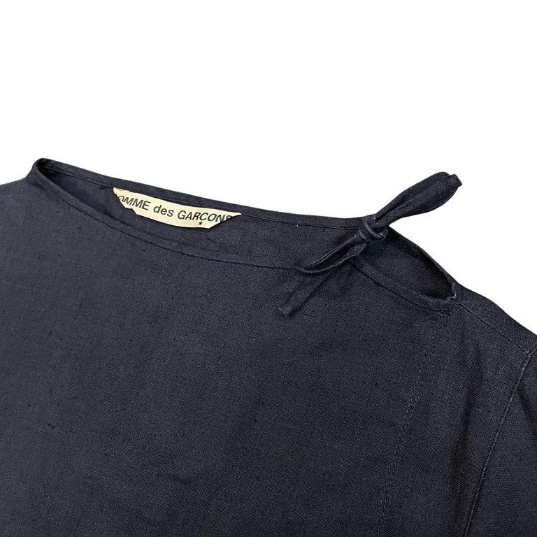 COMME des GARCONS リネンプルオーバーロングスモックワンピース シャツ ブラウス チュニック Archive 70s 初期 トップス コムデギャルソン レディース