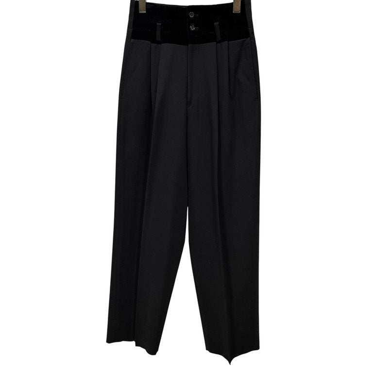 COMME des GARCONS 88AW ウールギャバジンベロア切替ハイウエストパンツ スラックス Archive Red is Black レッドイズブラック エスニックレッド 80s 初期 ボトムス CdG コムデギャルソン レディース