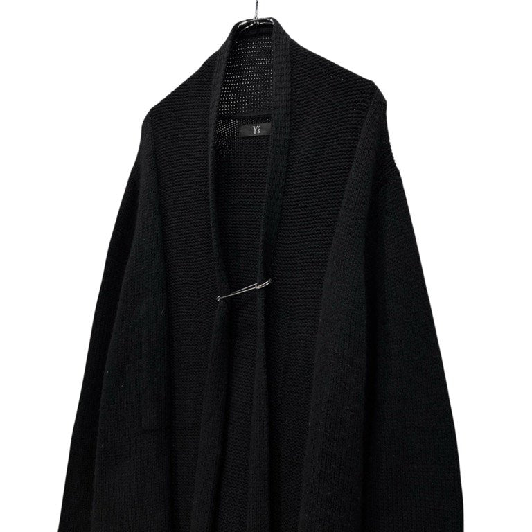 Y’s for men ウールアルパカニットピン付ボタンレスロングカーディガン セーター コート アウター トップス Archive Yohji Yamamoto Pour Homme ヨウジヤマモトプールオム ワイズフォーメン メンズ