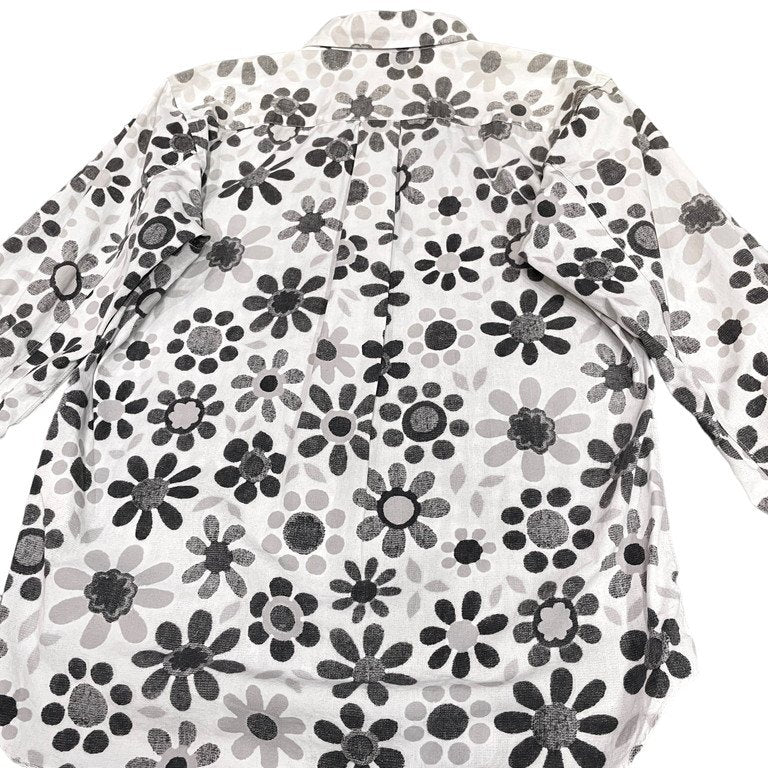 BLACK COMME des GARCONS 12SS コットンブロードチェック花柄切替レギュラーカラーシャツ 総柄 フラワー