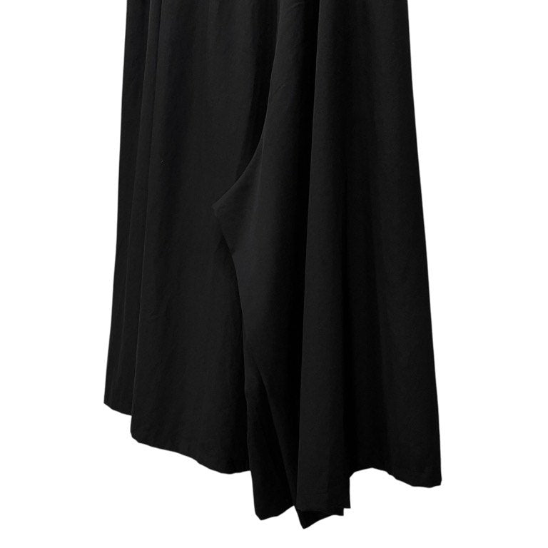 Yohji Yamamoto +NOIR 17SS ウールギャバジンアシンメトリーデザインスーパーワイドイージーパンツ ウエストゴム ドローストリング ボトムス Femme ヨウジヤマモト プリュスノアール レディース