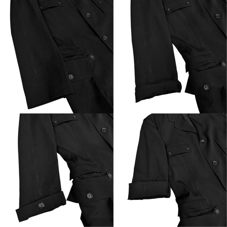 Yohji Yamamoto Pour Homme 25SS WOOL GABARDINE SLEEVE BUTTON DETACHABLE POCKET JACKET ウールギャバジンスリーブボタン着脱ポケット付きロングテーラードジャケット コート HP-J37-100 定価約20万 ヨウジヤマモトプールオム