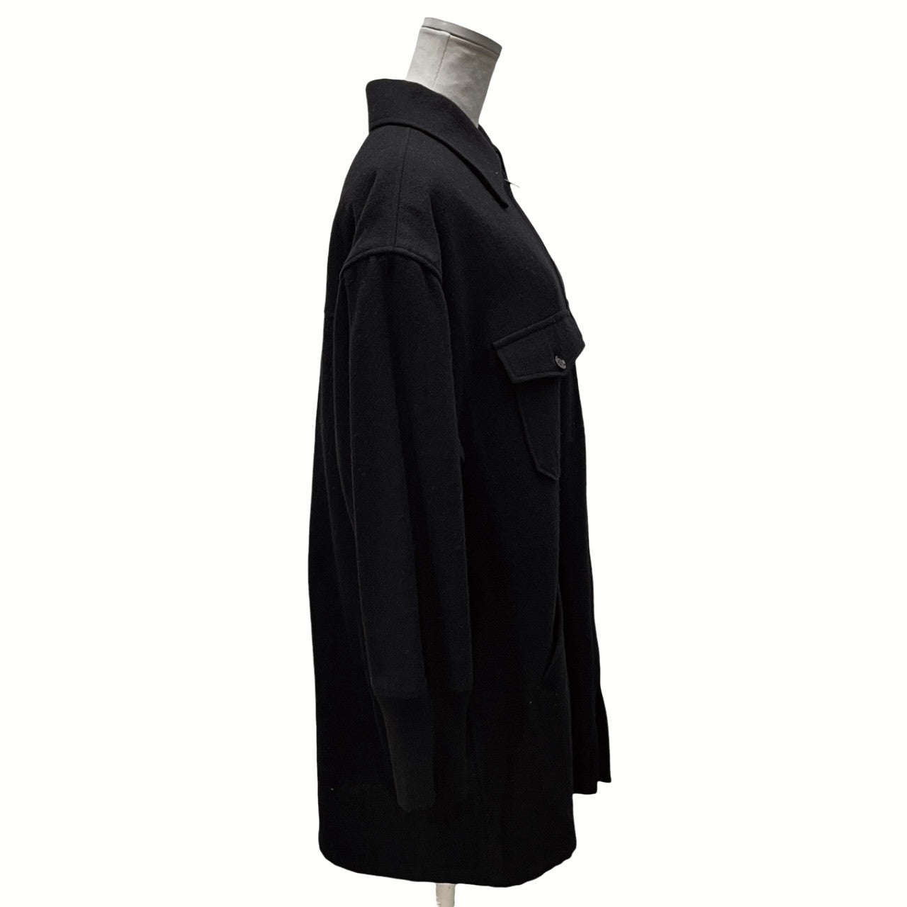 Yohji Yamamoto +NOIR 18AW ウールフラノ袖リブダブルポケットジップアップシャツジャケット ブルゾン コート アウター ヨウジヤマモトプリュスノアール レディース