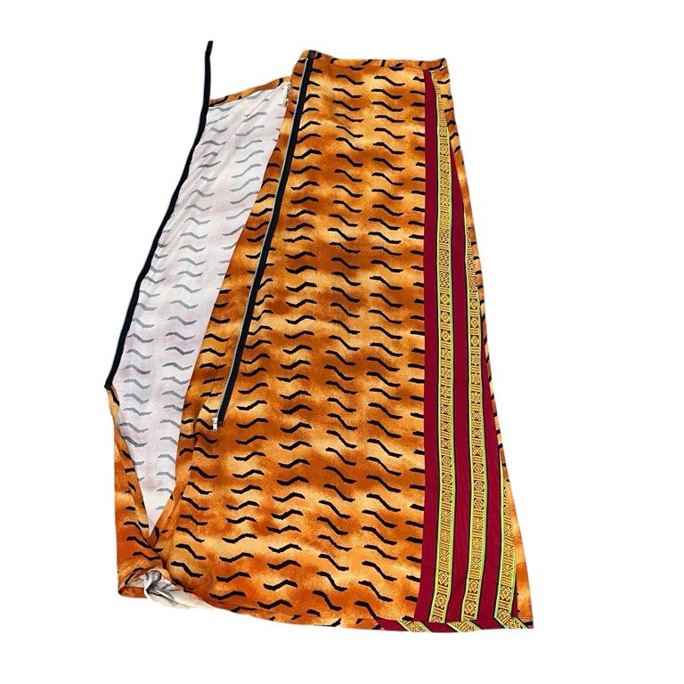 COMME des GARCONS 92SS エスニック柄ジップ装飾変型スカート Archive 90s Unfinished アンフィニッシュド ボトムス パンツ CdG 本ライン コムデギャルソン レディース